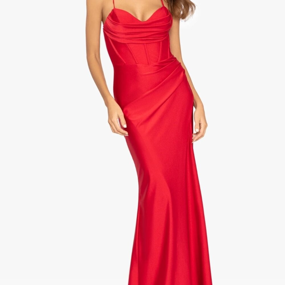Red Satin Corset Gown